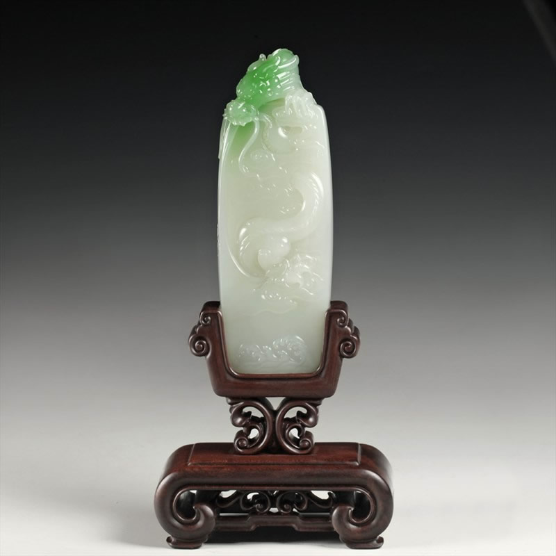 翠青（白玉）摆件—青龙牌