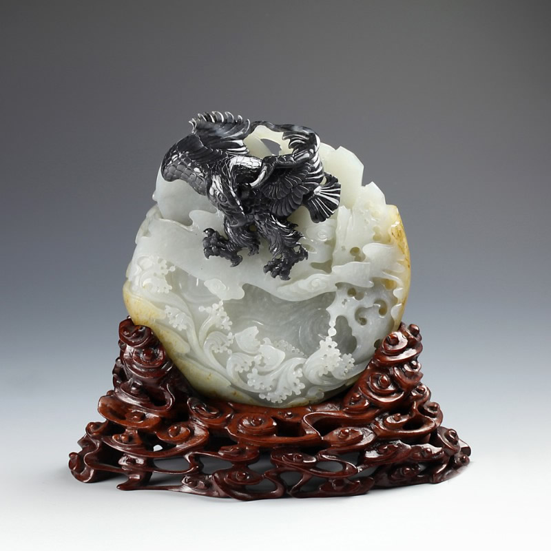 墨玉子料摆件-鹏程万里