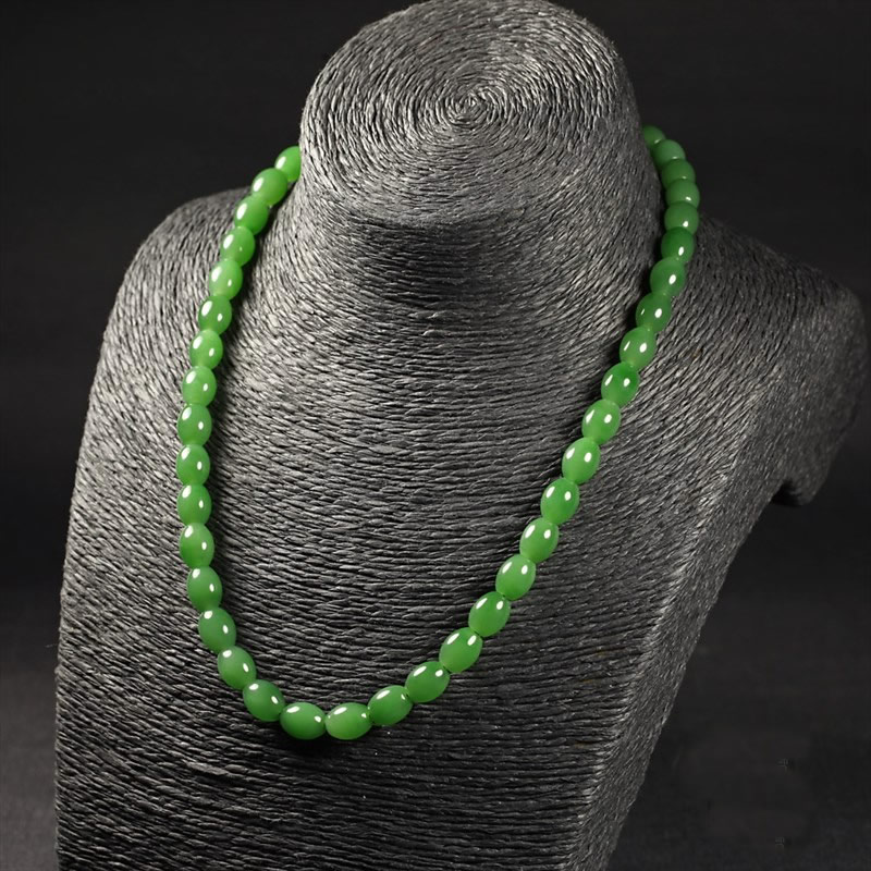 碧玉-椭圆素珠项链