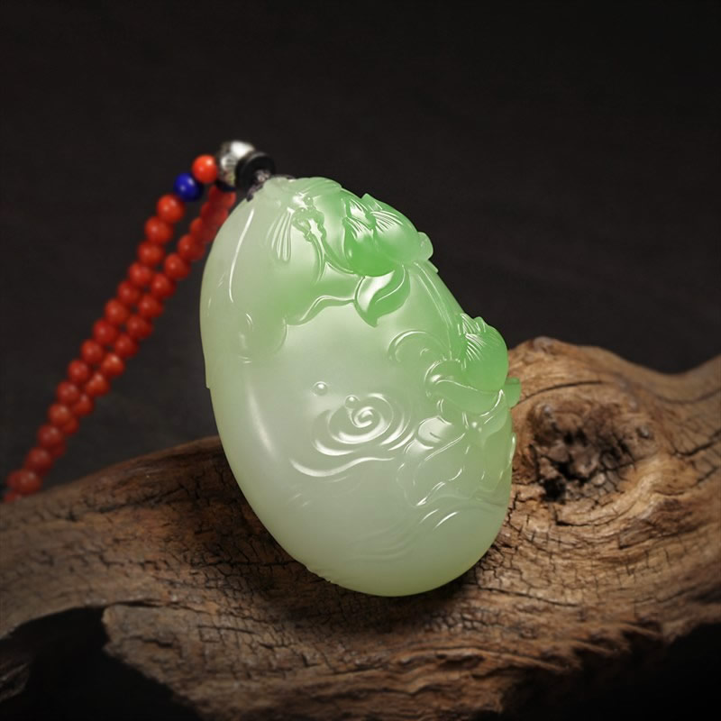 （翠青）白玉小把件-荷语