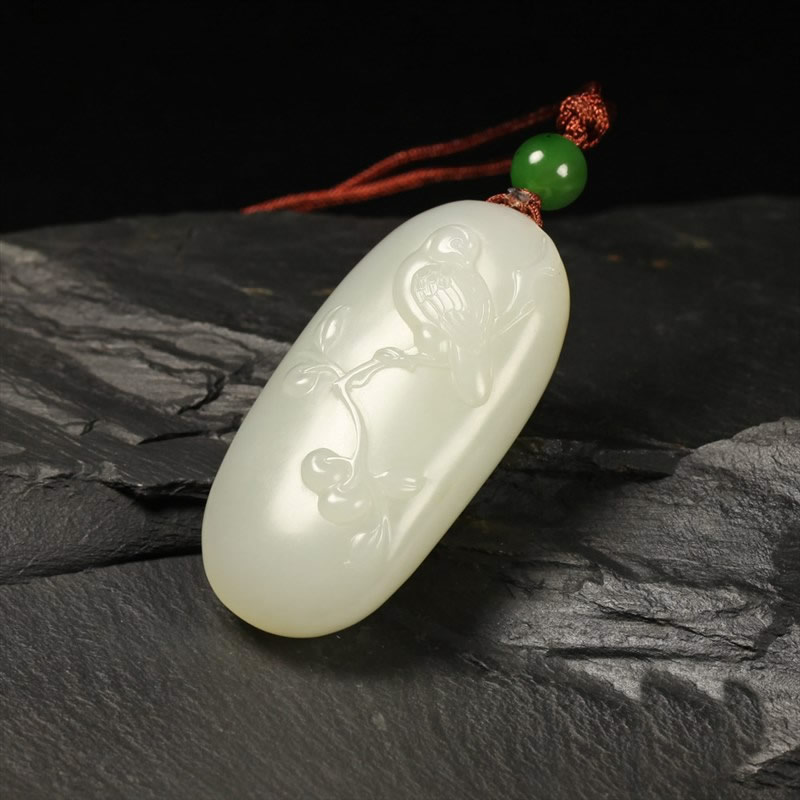 白玉子料挂件-喜报三元